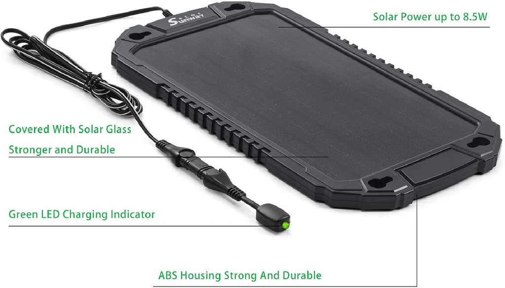 12V 8W Portable Waterproof Solar Car Battery Trickle Charger V6696