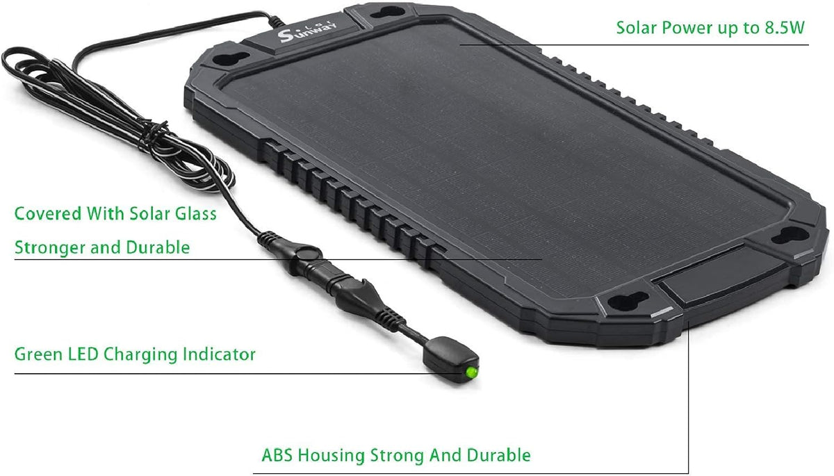 12V 8W Portable Waterproof Solar Car Battery Trickle Charger V6696