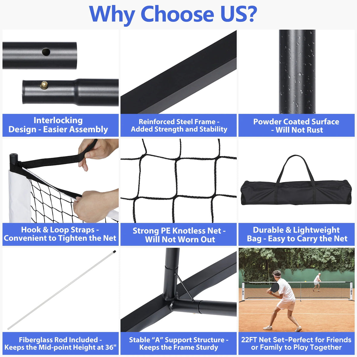 22FT Portable Pickleball Net Set with Carry Case R90593