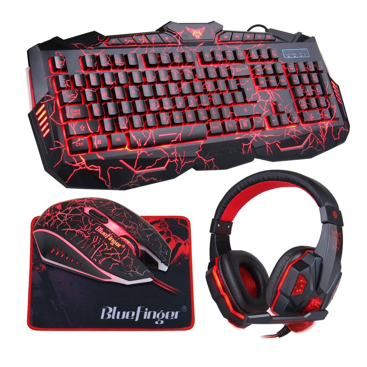 Backlit Gaming Keyboard Mouse Combo with LED Gaming Headset K25655