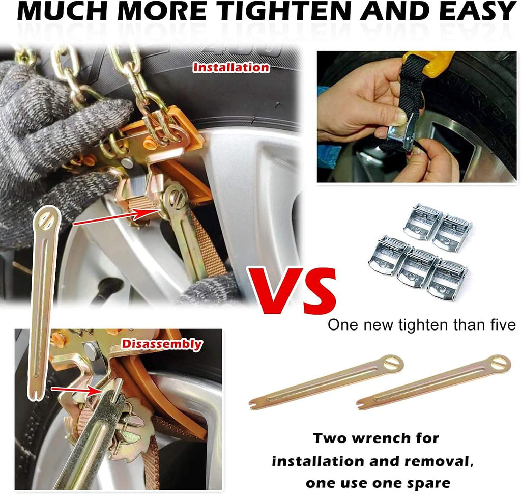 Snow Chains 6PCS Adjustable Tire Width 6.5-8.8in C38909