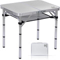 Folding Card Table Adjustable Height Portable Camping Table Lightweight Aluminum with Carry Handle Y182