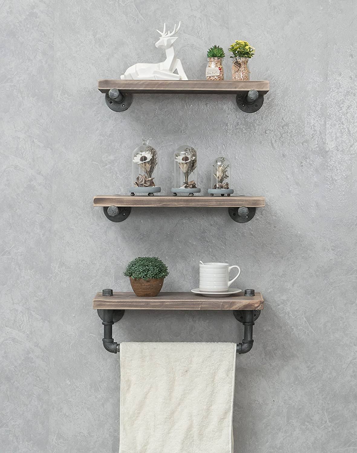 Industrial Pipe Wood Metal Shelving L460774
