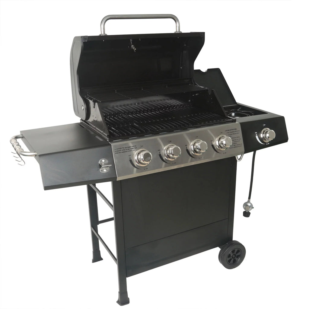 4-Burner Gas Grill with Side Burner and Side Shelves R528