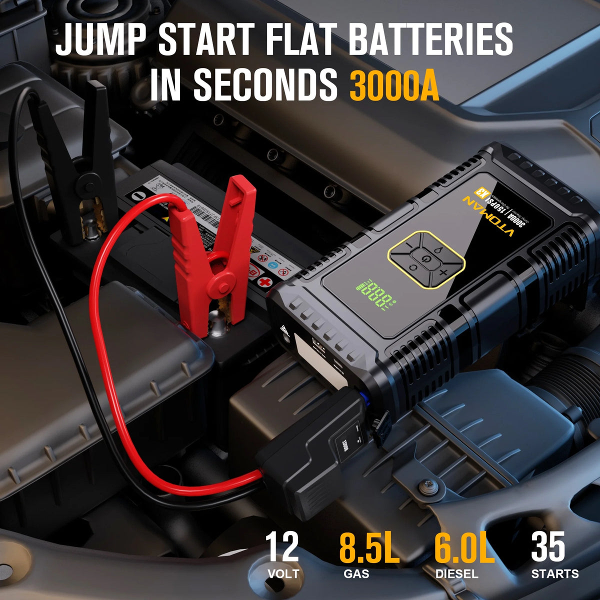 Portable Car Jump Starter with Air Compressor and 150PSI Tire Inflator J965025