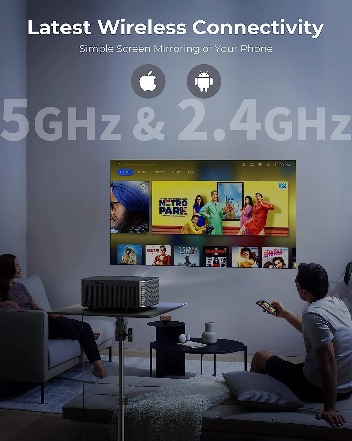 4K Projector with Wifi and Bluetooth, 5G 1080P 300 ANSI Lumen G22116