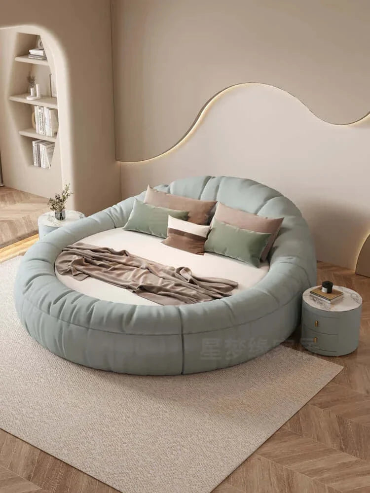 Leather Round Double Bed P30958