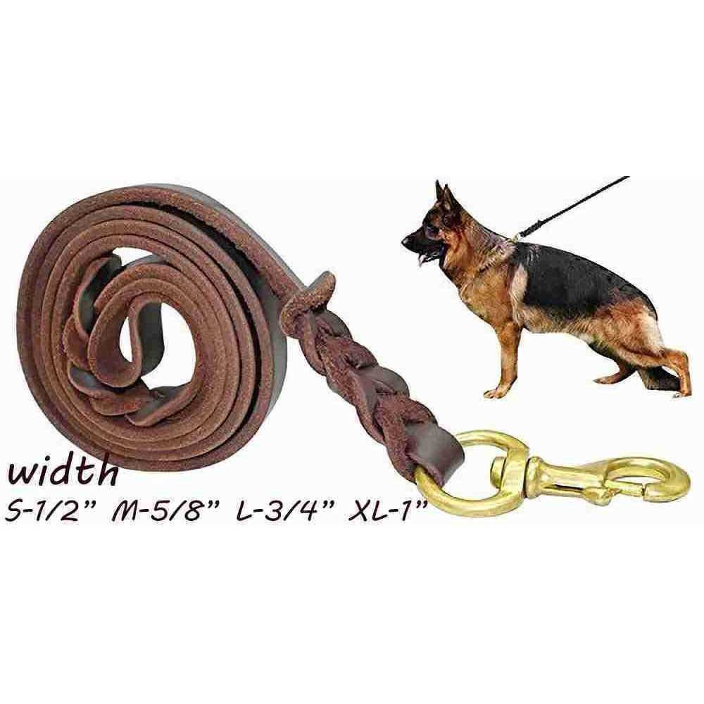 Leather 6 Foot Braided Dog Leash N74988