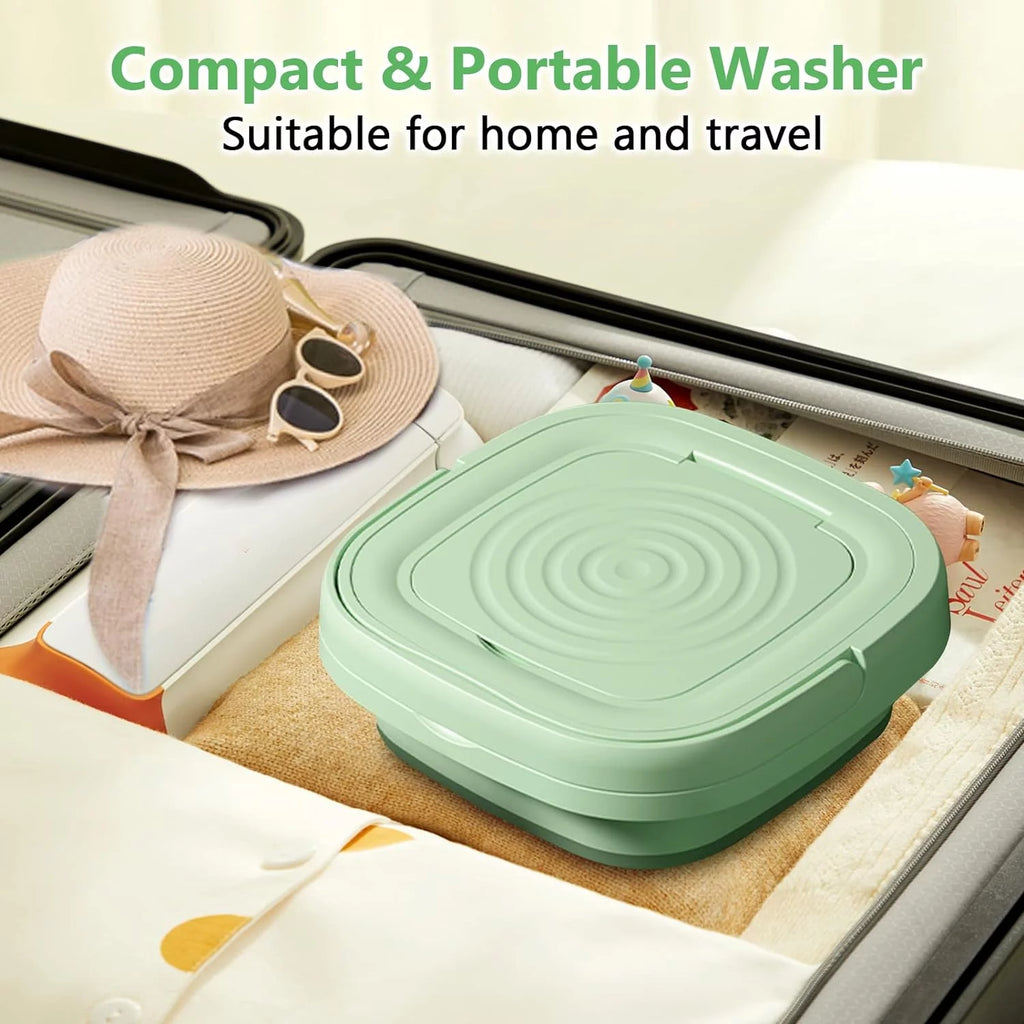 Mini Folding Washing Machine with Dryer Bucket, 8L Green P491232