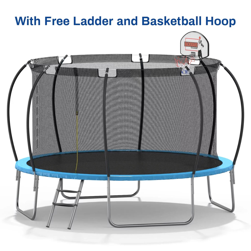 12 ft Trampoline with Enclosure and Basketball Hoop Q89496