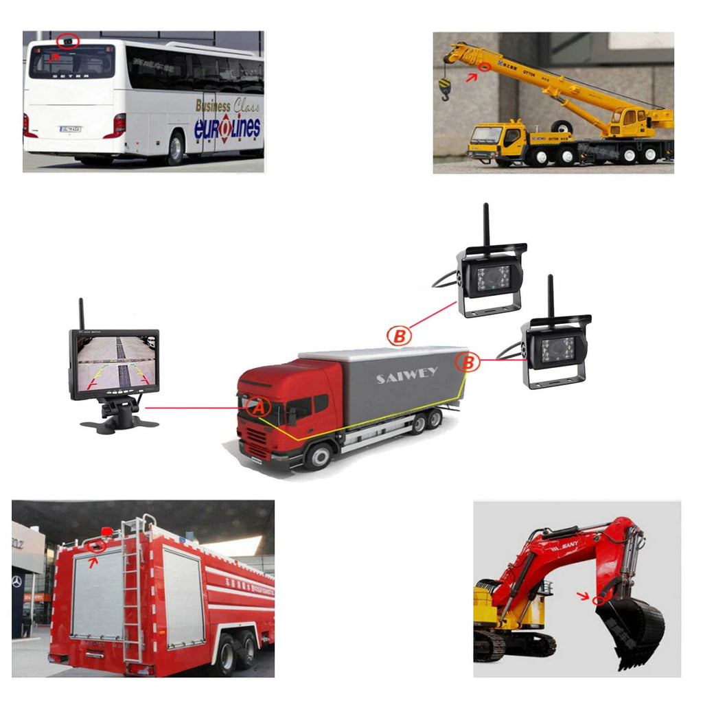 2 Wireless Truck Backup Cameras with 7inch Monitor Night Vision Waterproof E412