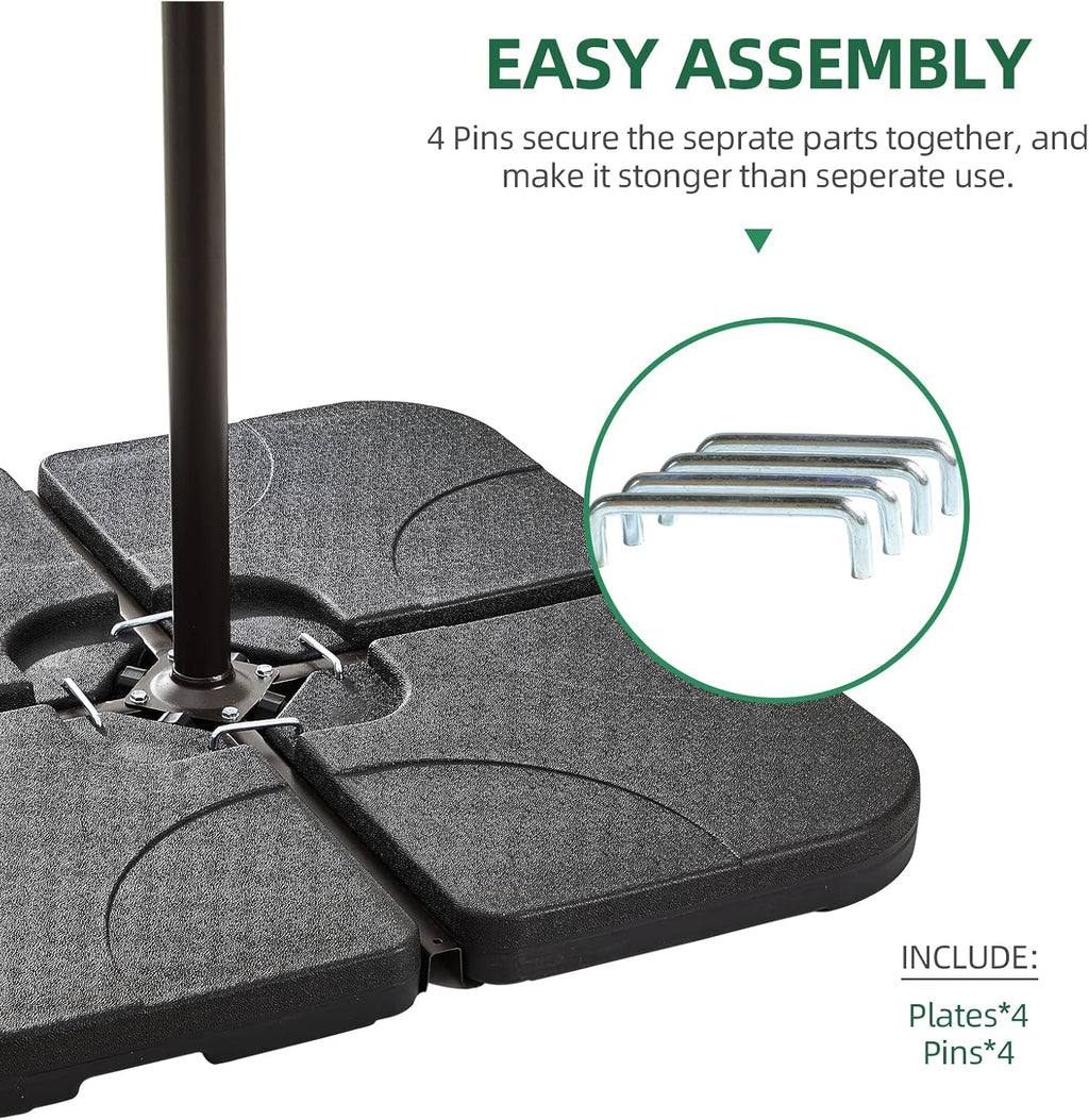 Heavy-Duty Square Cantilever Umbrella Base 4Pcs Black A40431