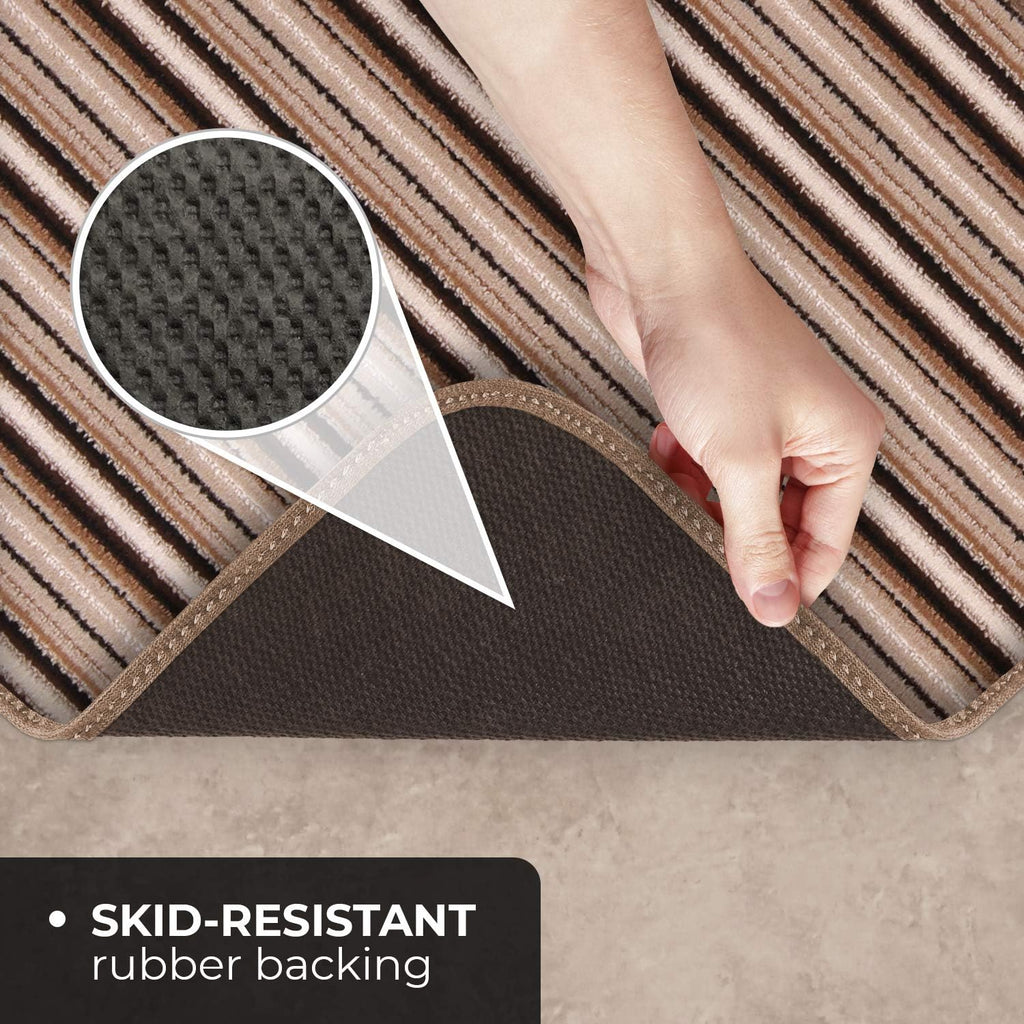 Skid-Resistant Carpet Runner Mocha Brown Stripe 6 Feet X 36 Inches T657011