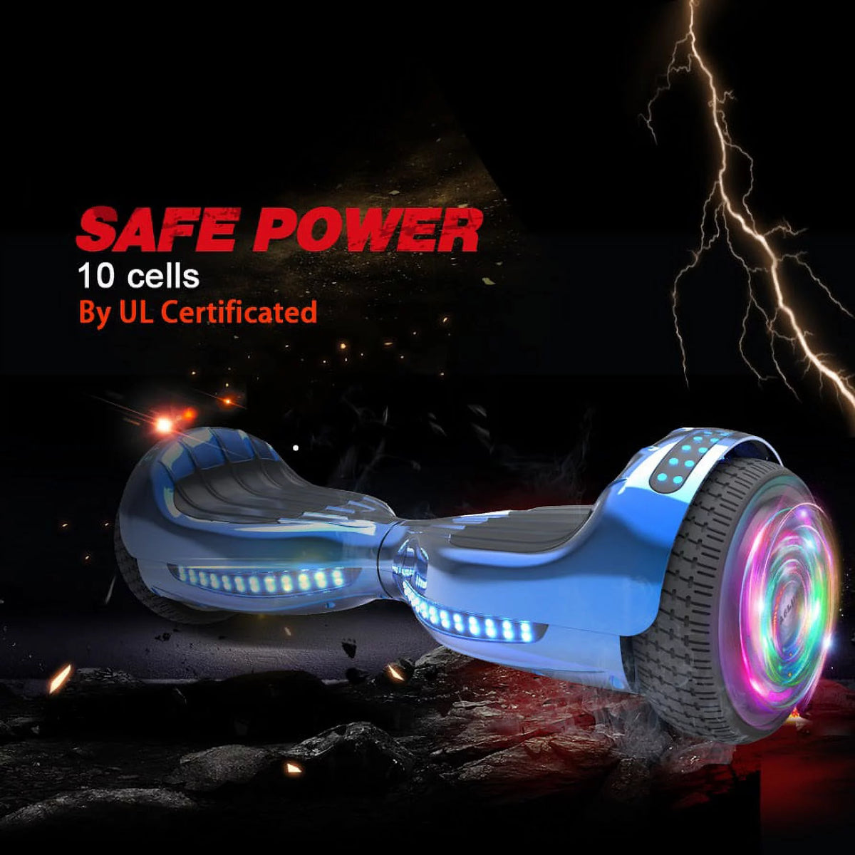 Chrome Blue Self Balancing Hoverboard with LED Light V9316