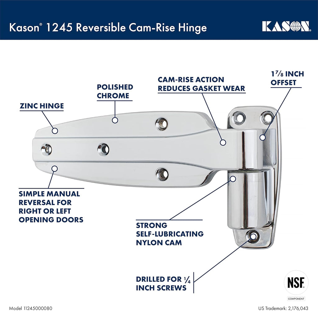 Reversible Cam-Rise Hinge 1-7/8 Inch Offset Polished Chrome F35802