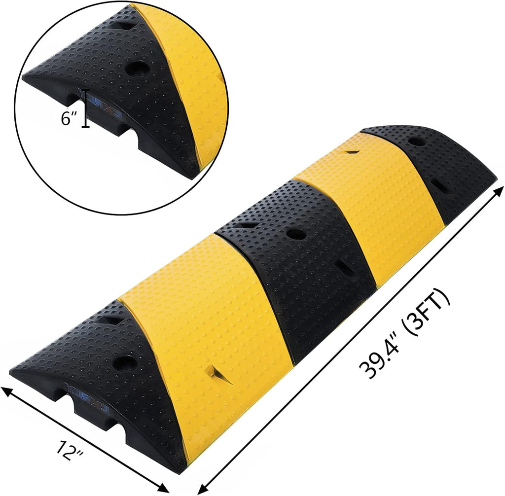3FT Modular Rubber Speed Bump with 3 Bolts I915