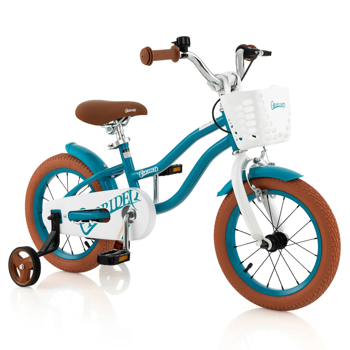 14'' Kids Bike with Training Wheels & Basket Pink U2742