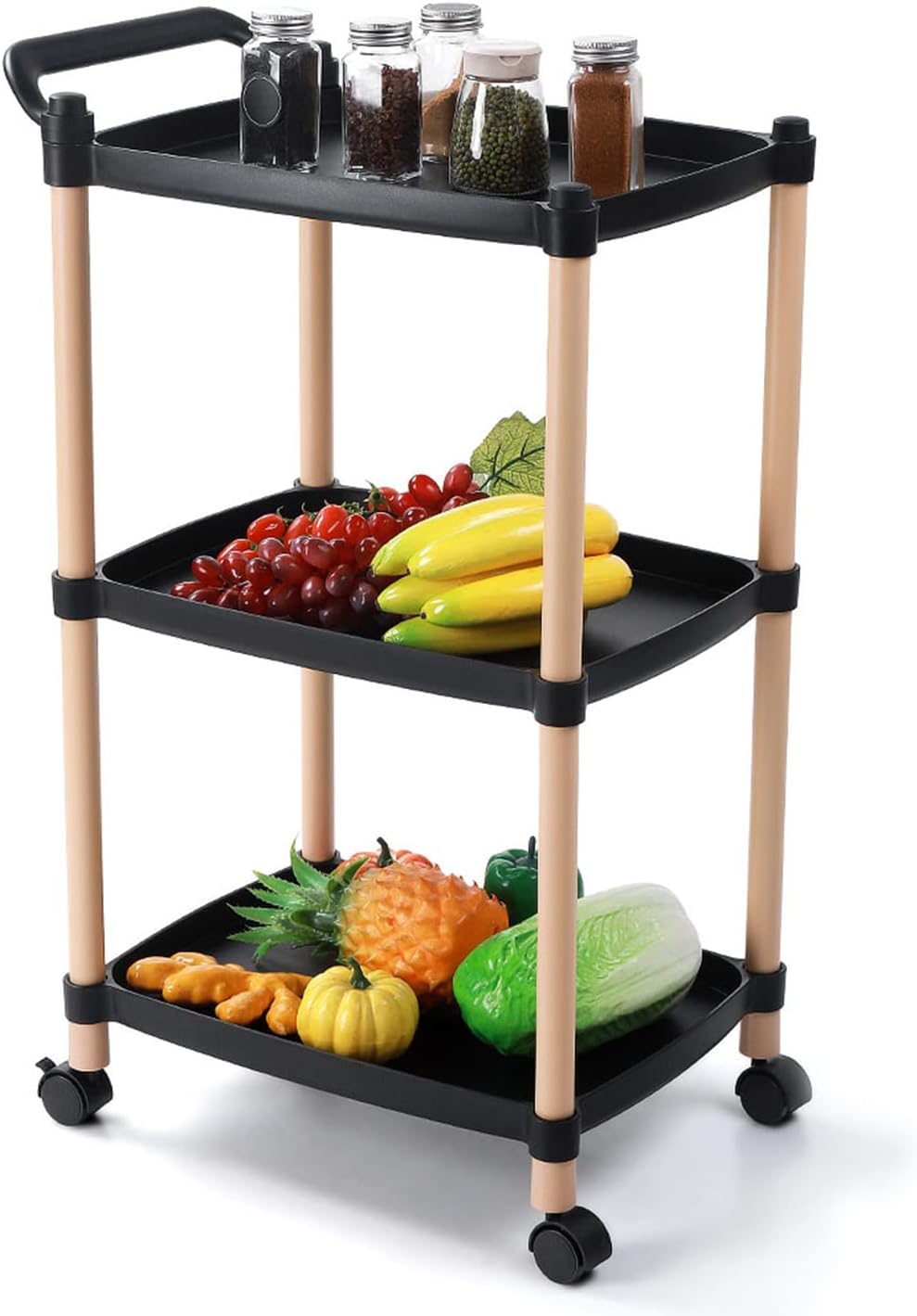 Foldable 3 Tier Metal Rolling Utility Cart X517