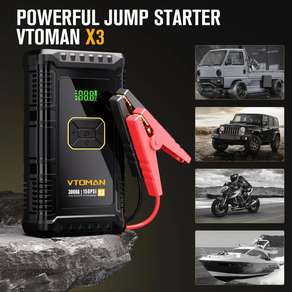 Portable Car Jump Starter with Air Compressor and 150PSI Tire Inflator J965025