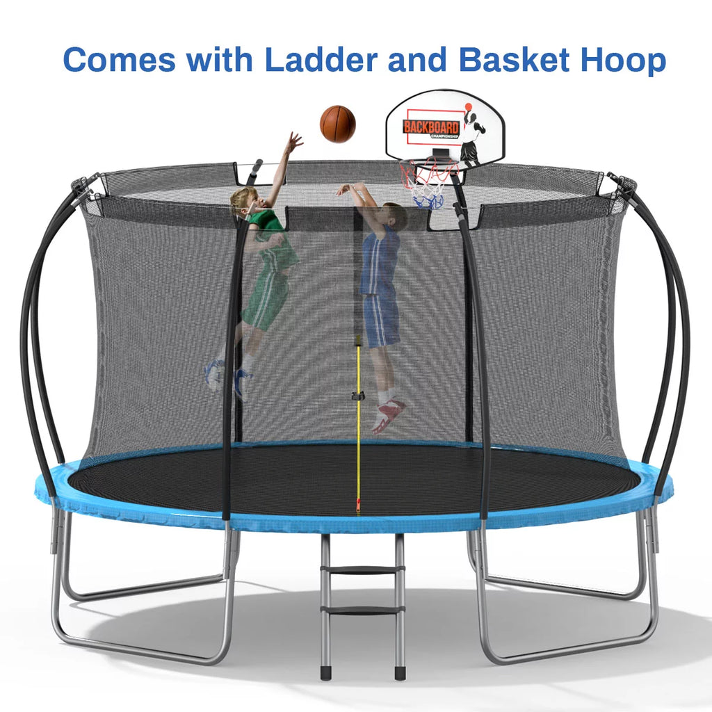 12 ft Trampoline with Enclosure and Basketball Hoop Q89496