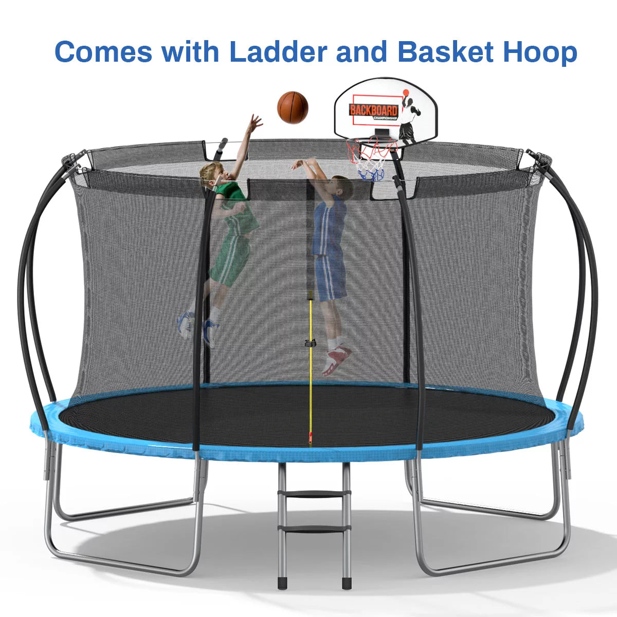 12 ft Trampoline with Enclosure and Basketball Hoop Q89496