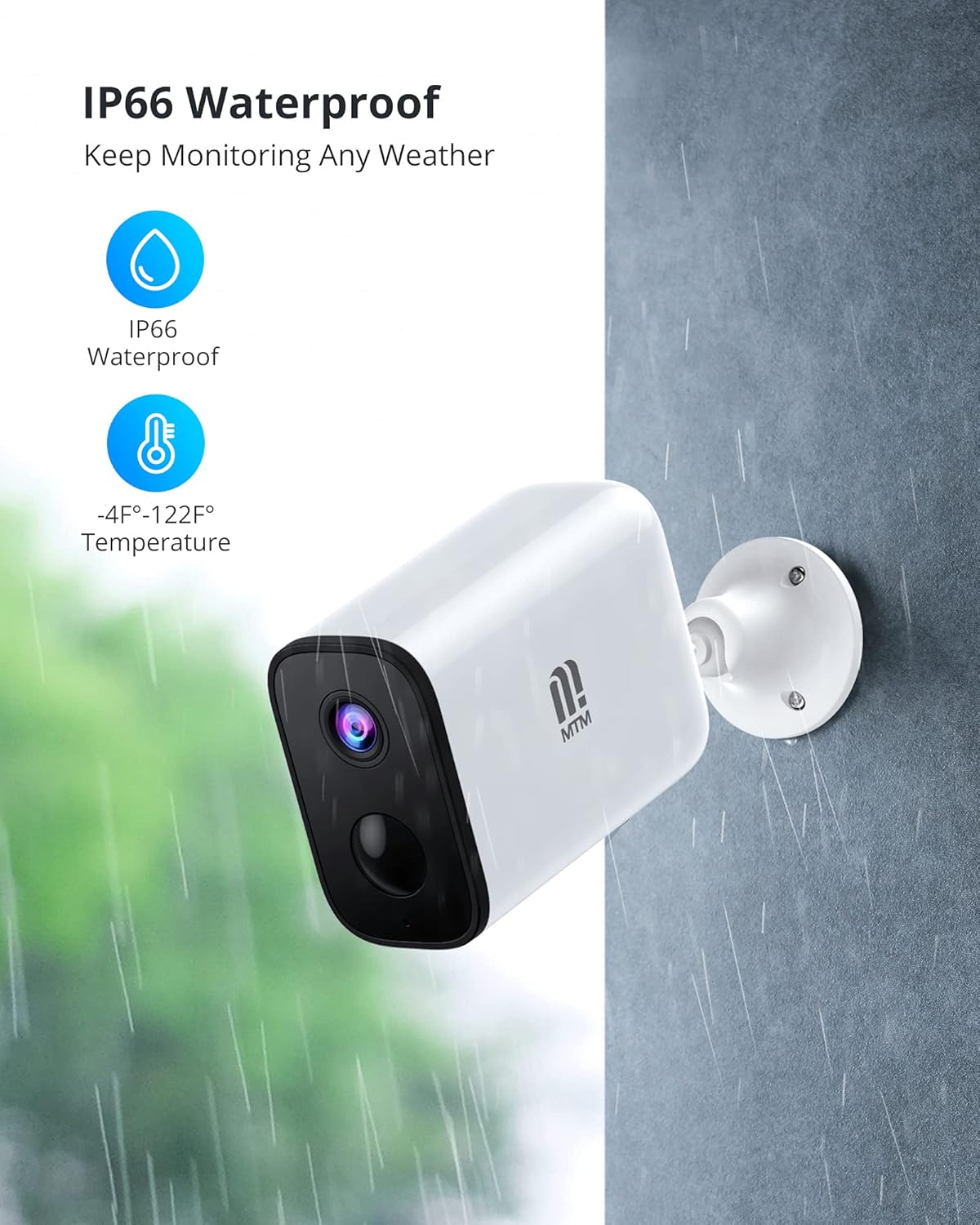 Wireless Outdoor Security Camera 1080P Night Vision IP66 Waterproof W3606