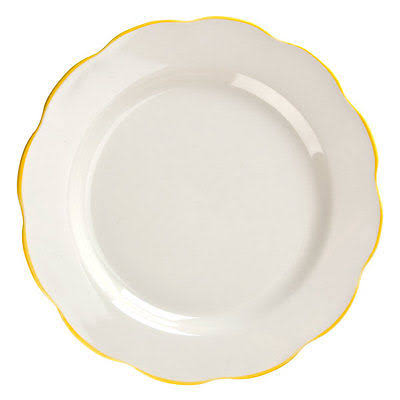 Ivory Scalloped Edge China Plate with Gold Band - 12/Case E77184