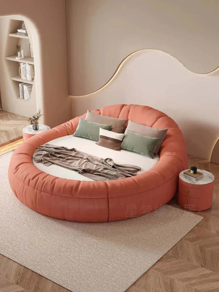 Leather Round Double Bed P30958