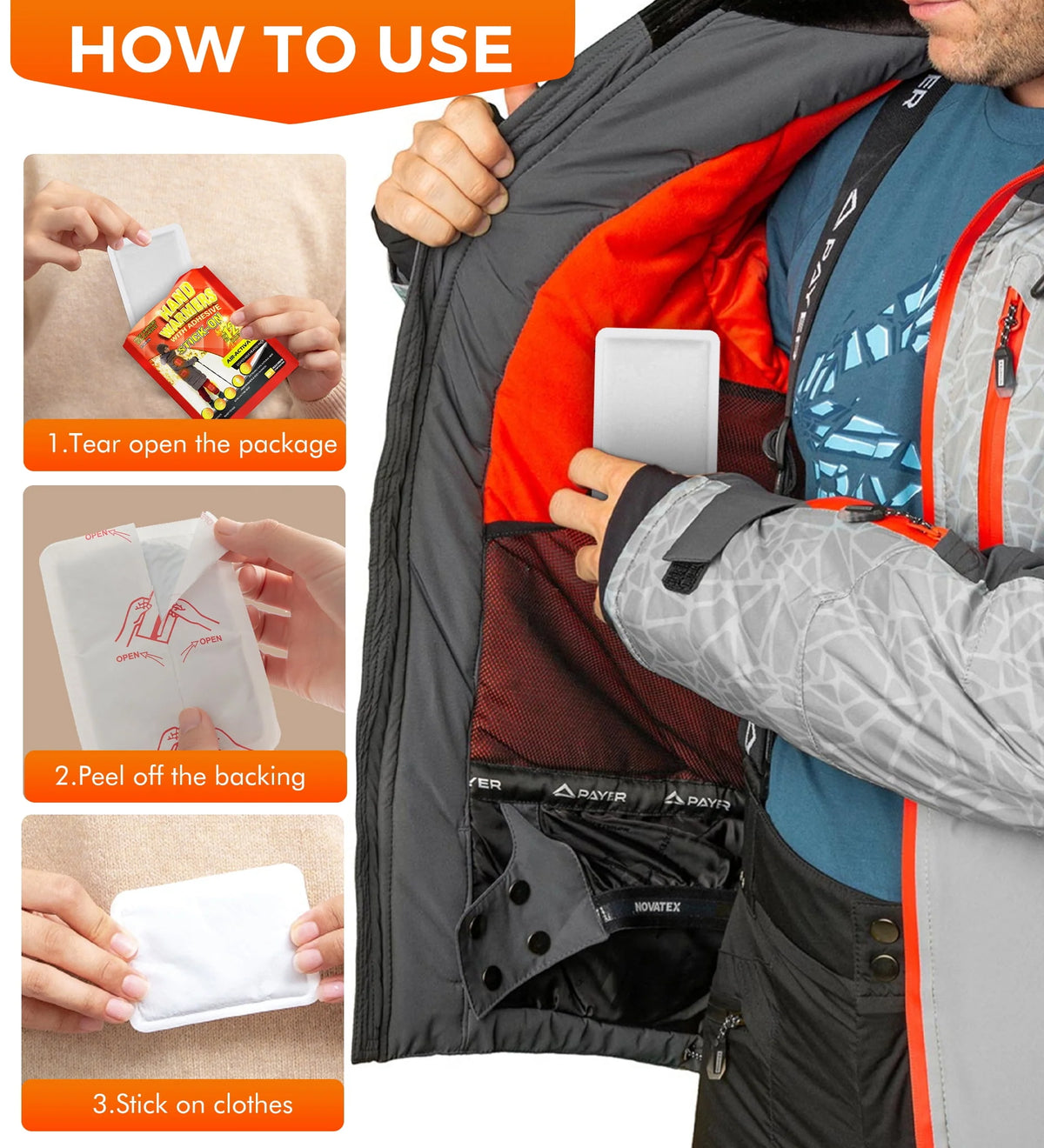 Body & Hand Warmers with Adhesive Backing, 40Pcs Disposable Warmers E932464