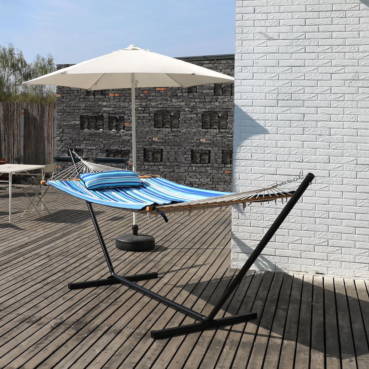 2-Person Hanging Hammock with Steel Stand and Cotton Pad J605952