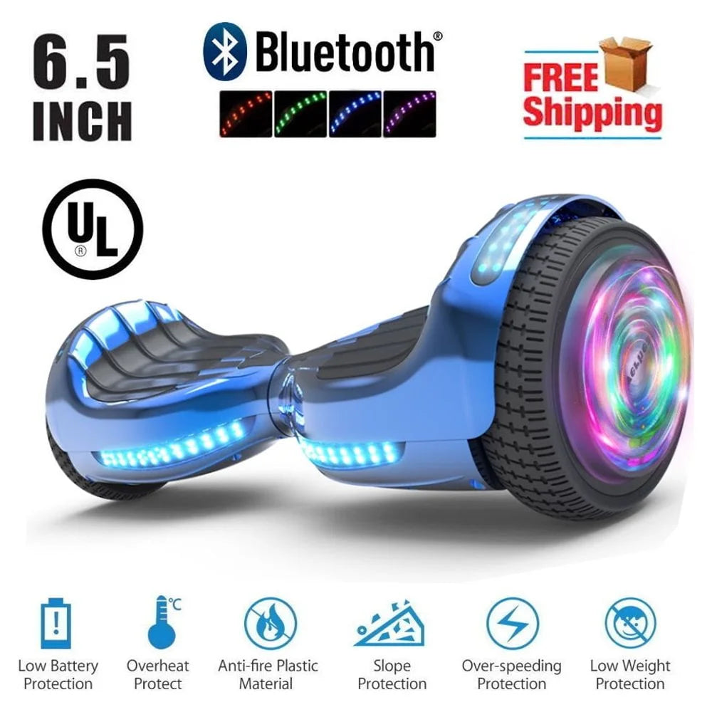 Chrome Blue Self Balancing Hoverboard with LED Light V9316