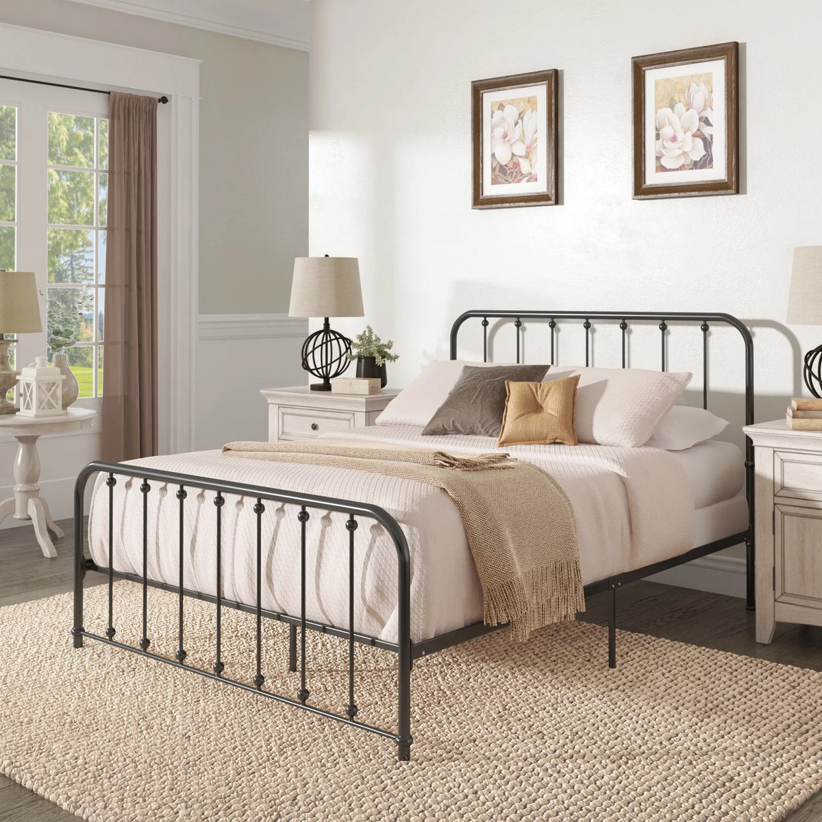White Metal Platform Full Bed K8037