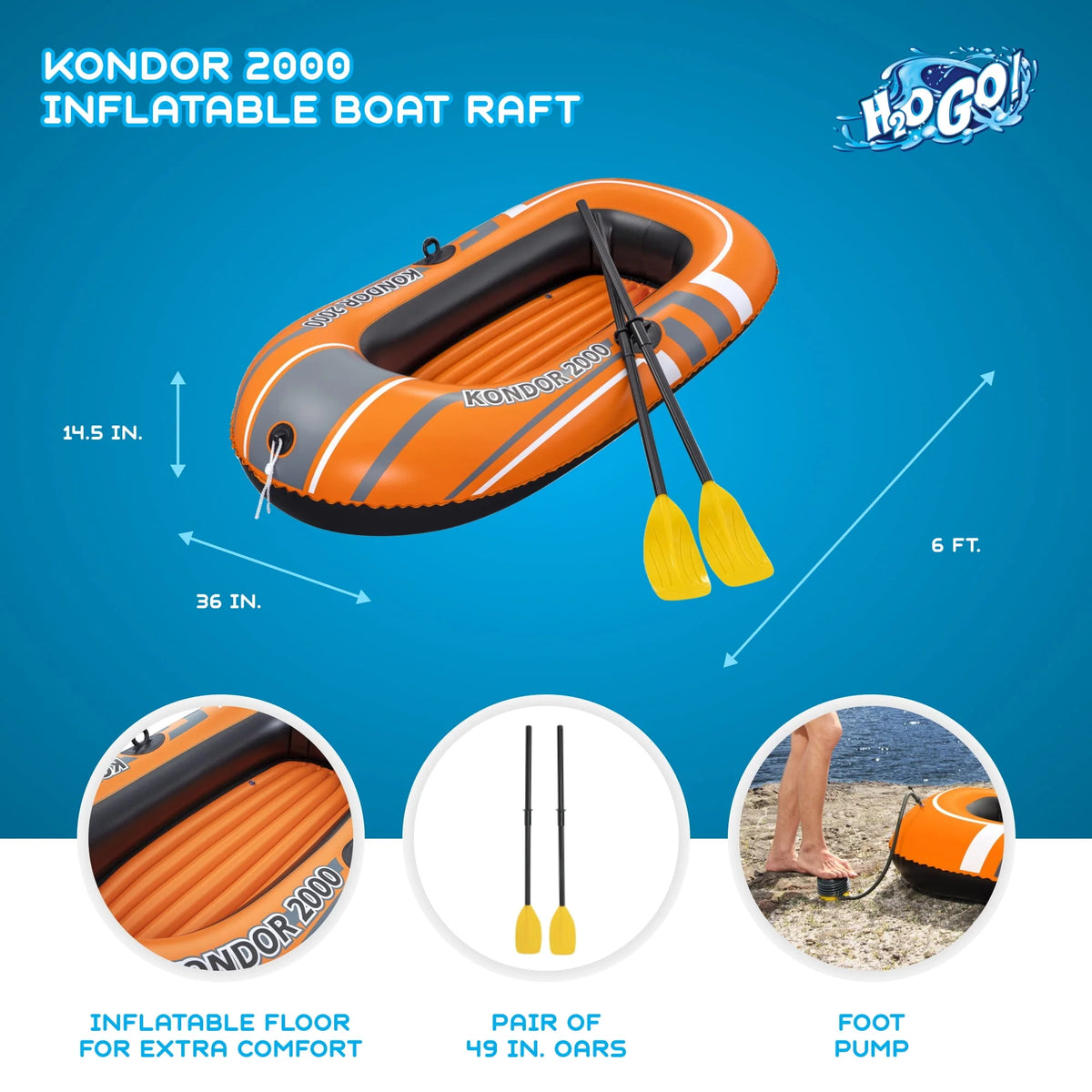 Inflatable Raft Set with Oars and Pump 3 Pack O485