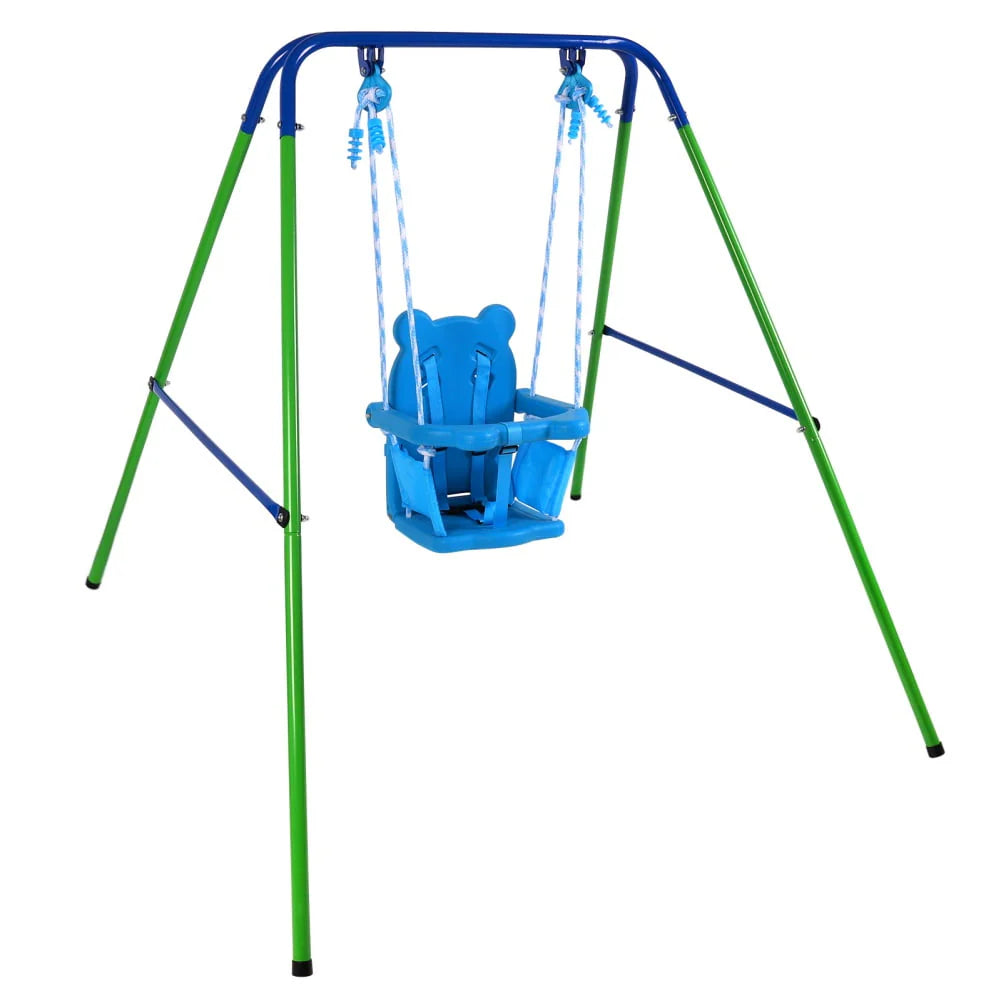 Folding Metal Toddler Swing Set with Safety Seat U346