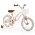 14'' Kids Bike with Training Wheels & Basket Pink U2742