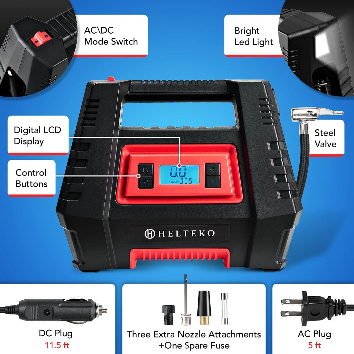 Portable AC/DC Digital Tire Inflator Air Pump L503