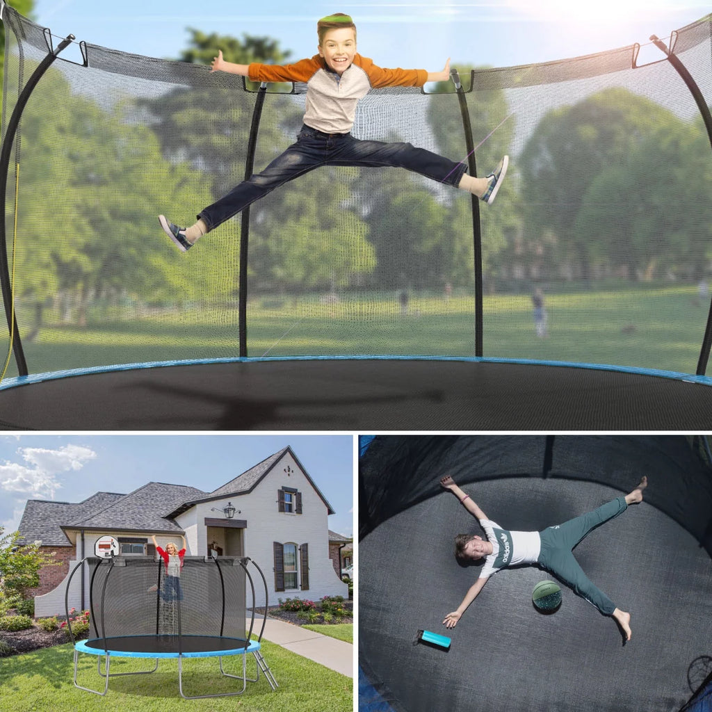 12 ft Trampoline with Enclosure and Basketball Hoop Q89496