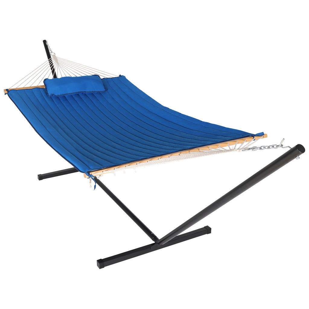 2-Person Hanging Hammock with Steel Stand and Cotton Pad J605952