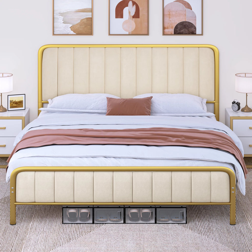 Queen Size Velvet Upholstered Bed Frame O19670