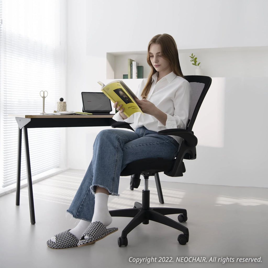 Black Ergonomic High Back Office Chair with Flip-up Arms T71606