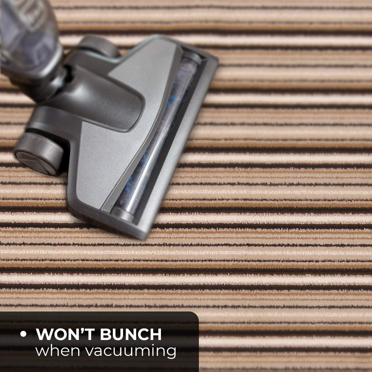 Skid-Resistant Carpet Runner Mocha Brown Stripe 6 Feet X 36 Inches T657011