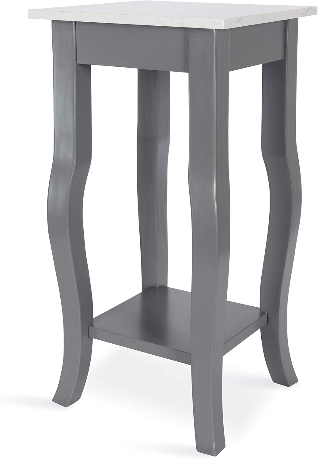 Black Wood Pedestal End Table with Display Shelf W82067
