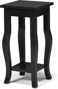 Black Wood Pedestal End Table with Display Shelf W82067