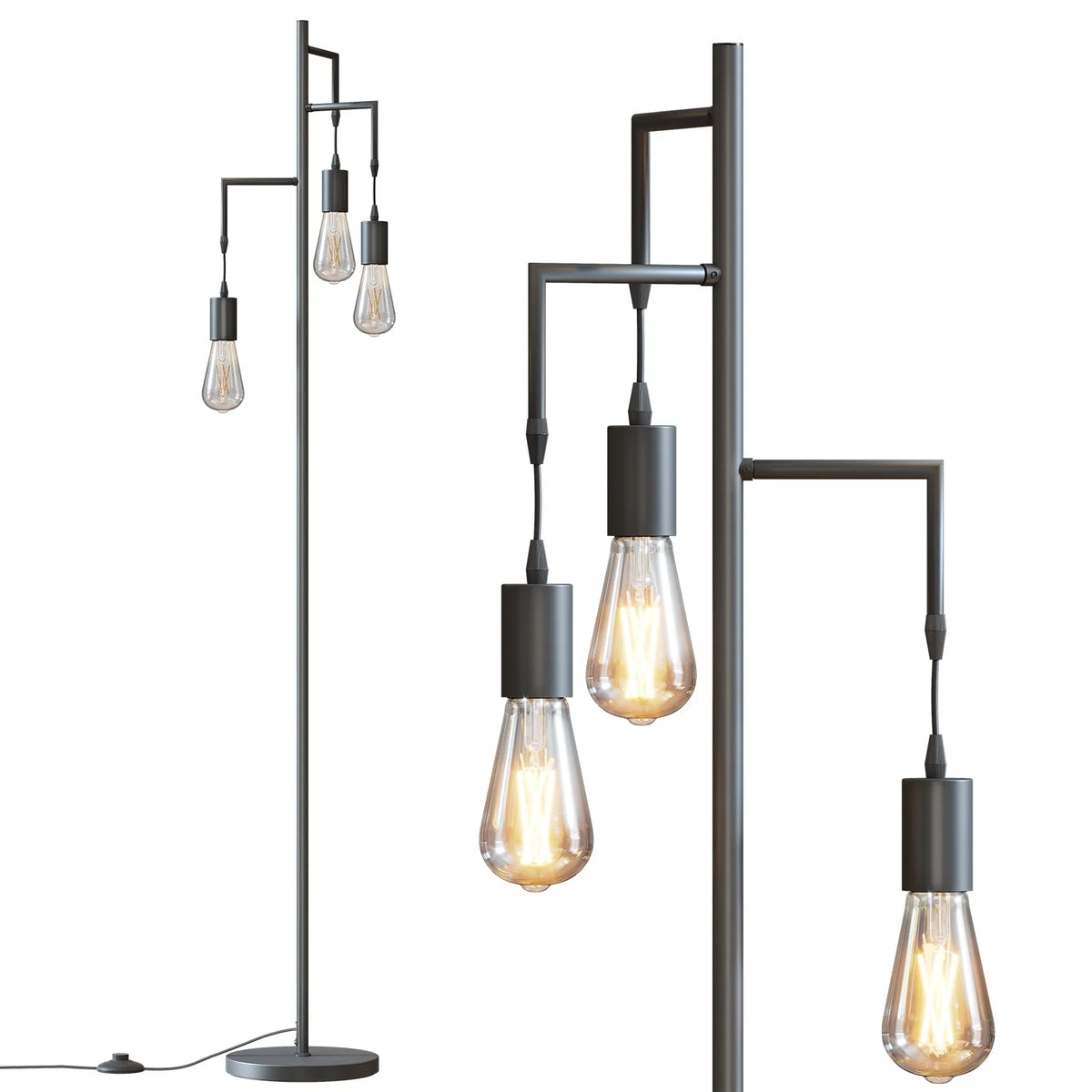 3 Light Black Floor Lamp U464