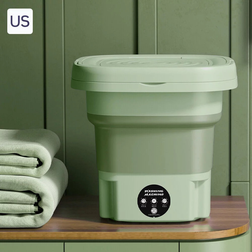 Mini Folding Washing Machine with Dryer Bucket, 8L Green P491232