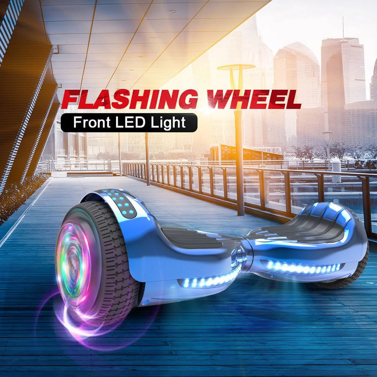 Chrome Blue Self Balancing Hoverboard with LED Light V9316