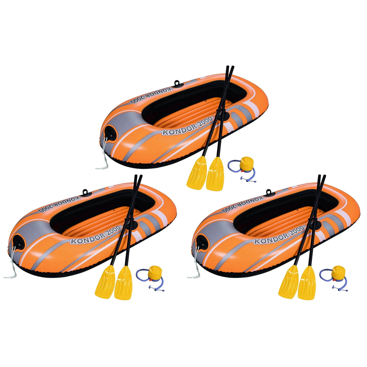 Inflatable Raft Set with Oars and Pump 3 Pack O485