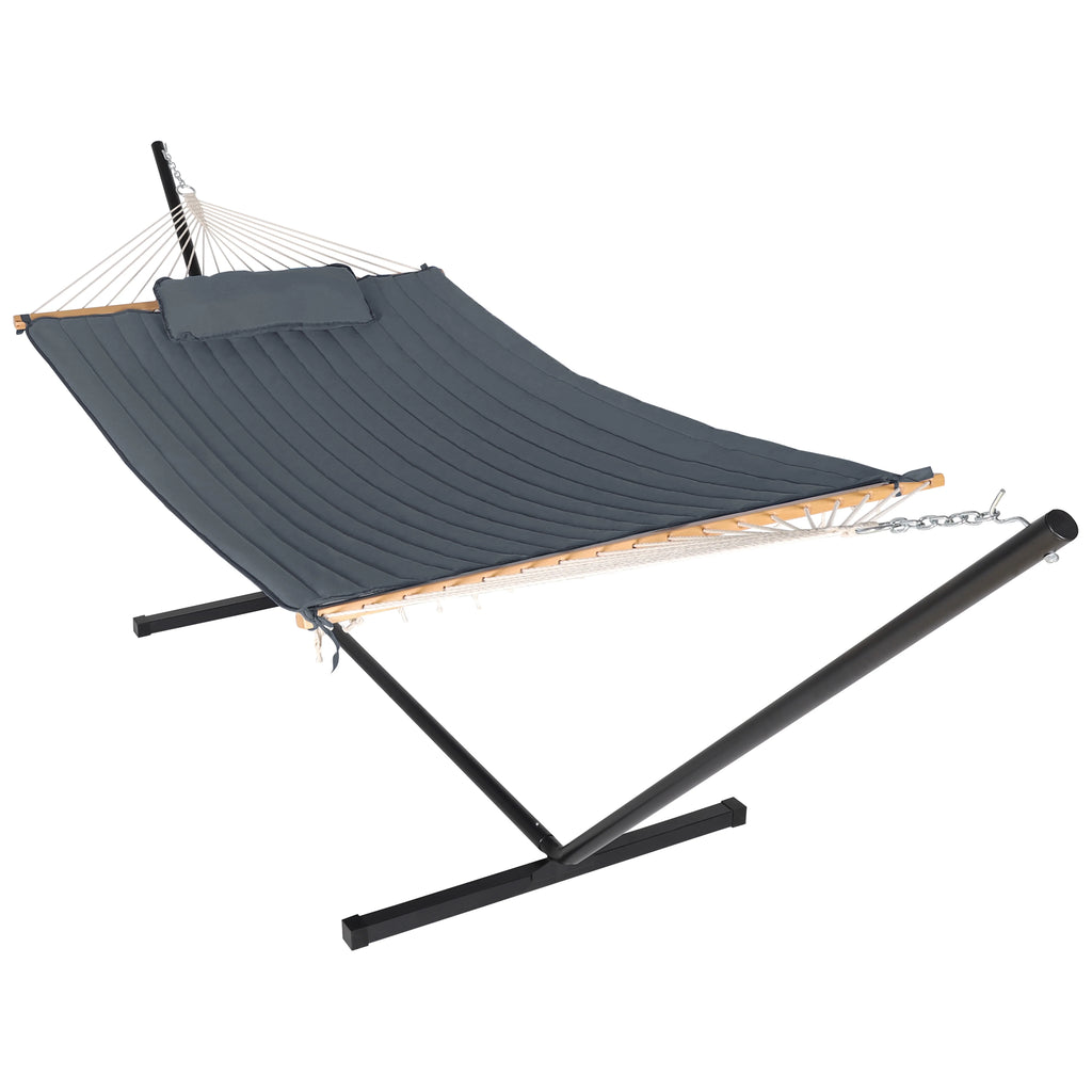 2-Person Hanging Hammock with Steel Stand and Cotton Pad J605952