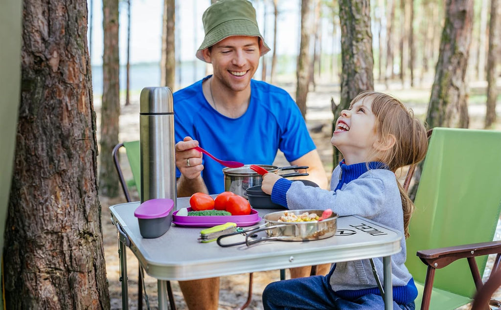 Folding Card Table Adjustable Height Portable Camping Table Lightweight Aluminum with Carry Handle Y182