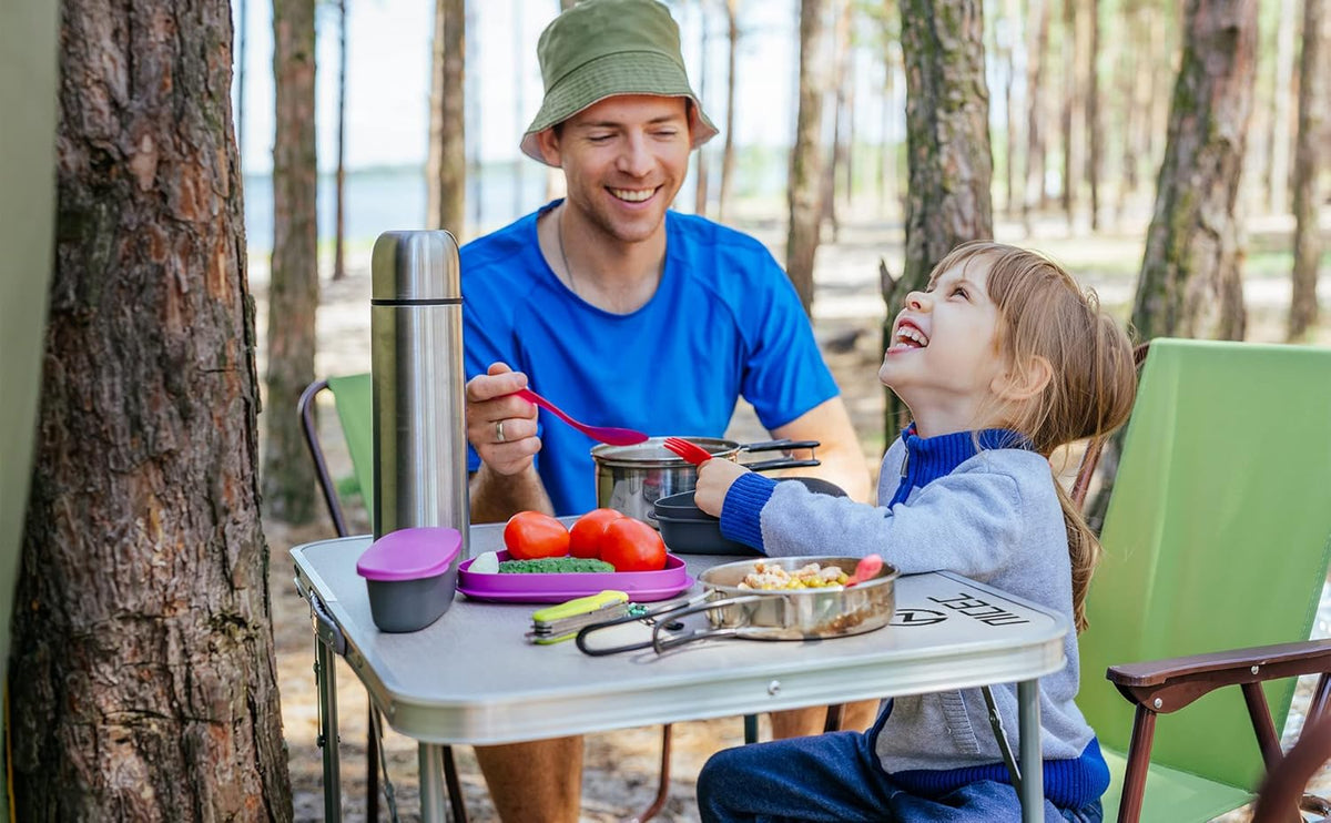 Folding Card Table Adjustable Height Portable Camping Table Lightweight Aluminum with Carry Handle Y182